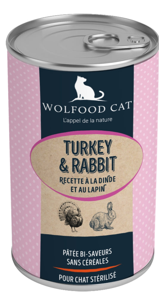 Wolfood Pâtée pour chats stérilisés Dinde & lapin - 400g